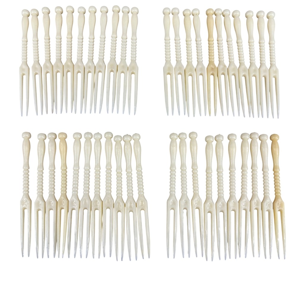 Vintage plastic ivory cocktail forks set of 43 Nostalgia charcuterie appetizers